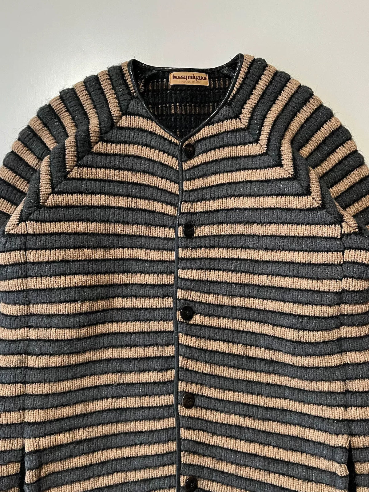 Issey Miyake 1970s Leather-Trimmed Knit Sweater