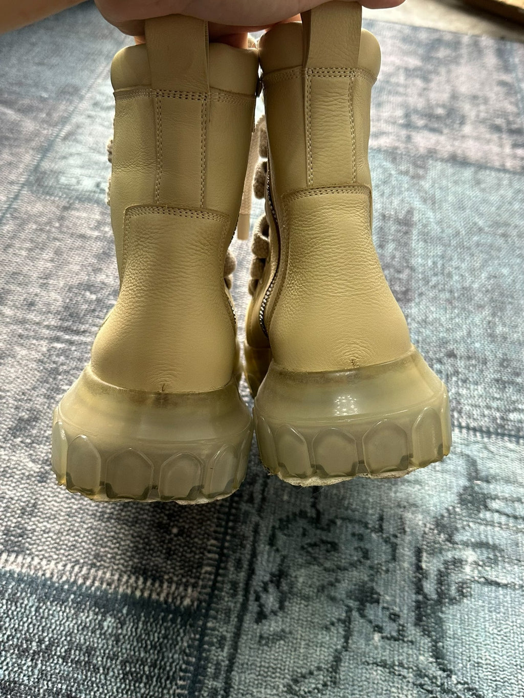 Rick Owens thick-lace transparent octopus-sole military boots