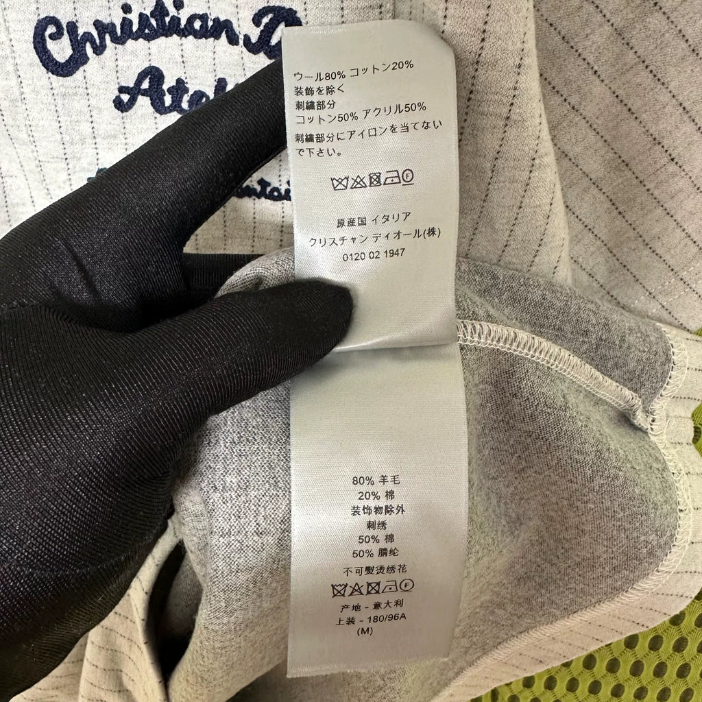 Dior Vintage Vertical Stripe Wool-Cotton Atelier Short Sleeve T-Shirt