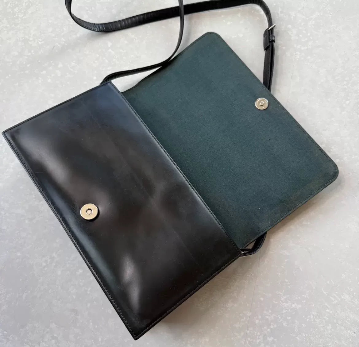Jean Paul Gaultier Black Leather Metal-Frame Shoulder Bag