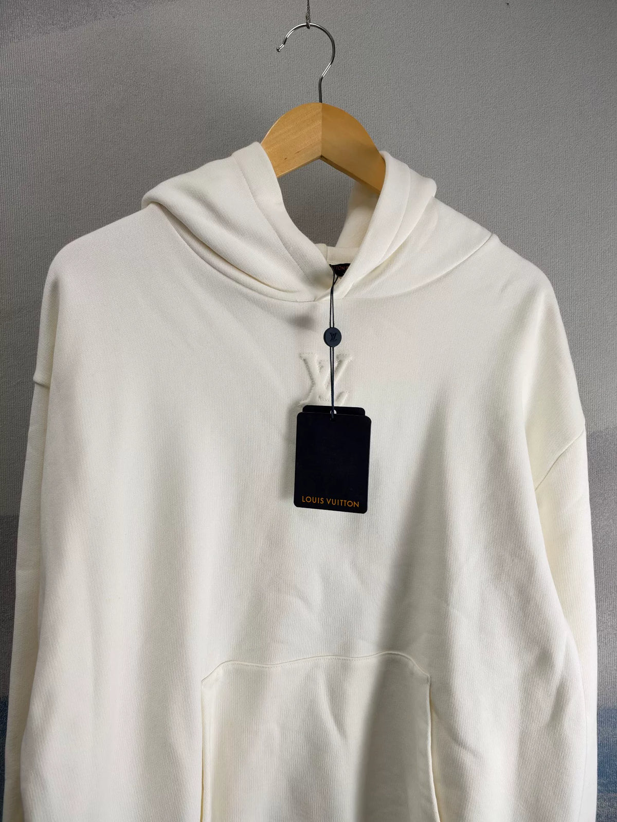 Louis Vuitton FW25 White Embossed Hooded Sweater