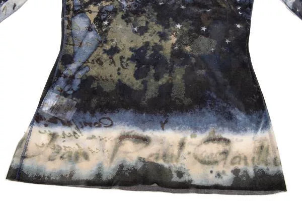 Jean Paul Gaultier Vintage Blue Moonlit Portrait Mesh Top