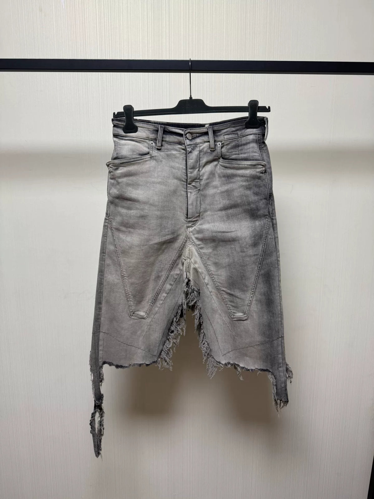 Rick Owens stone-washed distressed tassel pants-skirt