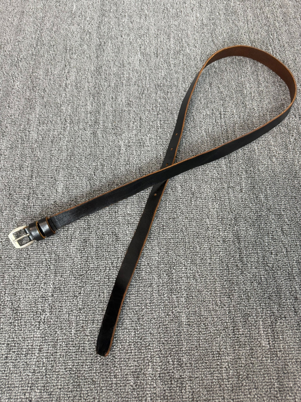 Saint Laurent 16SS Paris Black Brown Retro Silver Buckle Belt