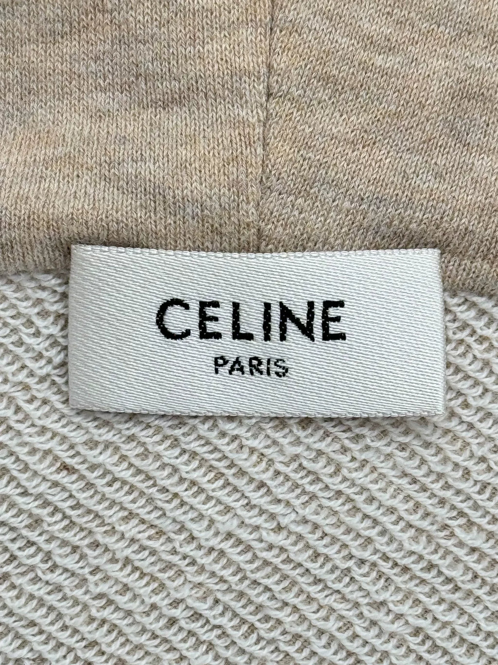 Celine FW25 Cream Logo Embroidered Hooded Zip-Up Jacket