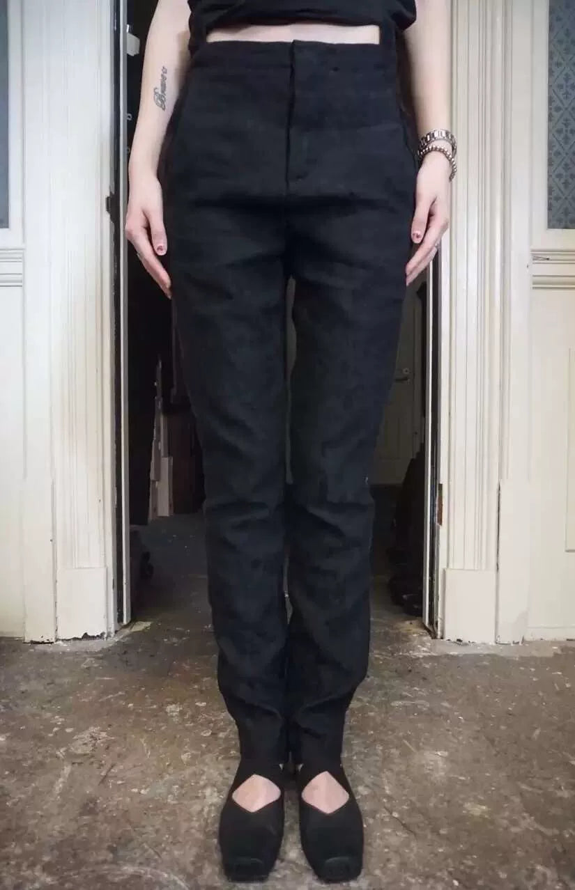 Uma Wang SS16 Black Fantasy Victorie Floral Jacquard Cotton-Linen-Silk Trousers