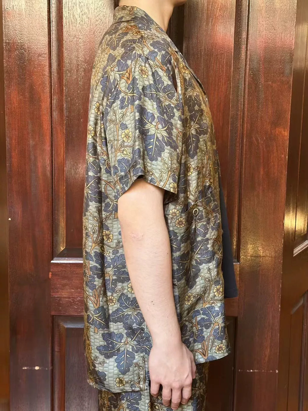 Uma Wang SS25 MUSTARD/BLUE Mustard Blue Terry Vine Floral Viscose Cupro Shirt