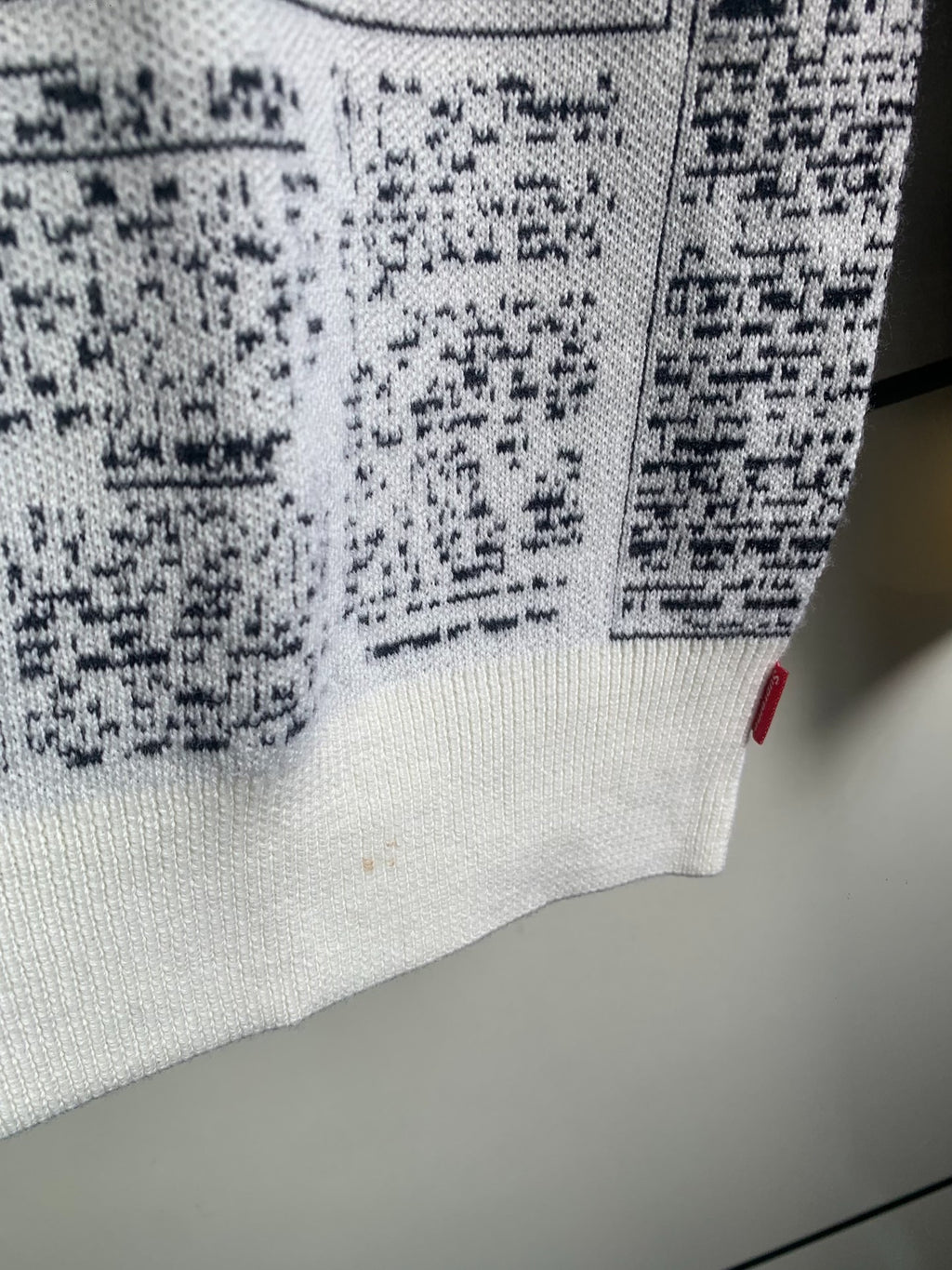 Supreme Black & White Newspaper Print Wool Viscose Sweater