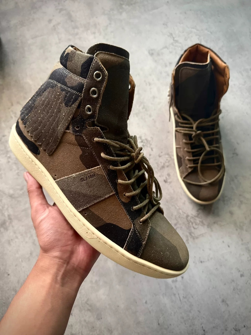 Saint Laurent Paris 15SS SL/18H Camouflage High-Top Sneakers by Hedi Slimane