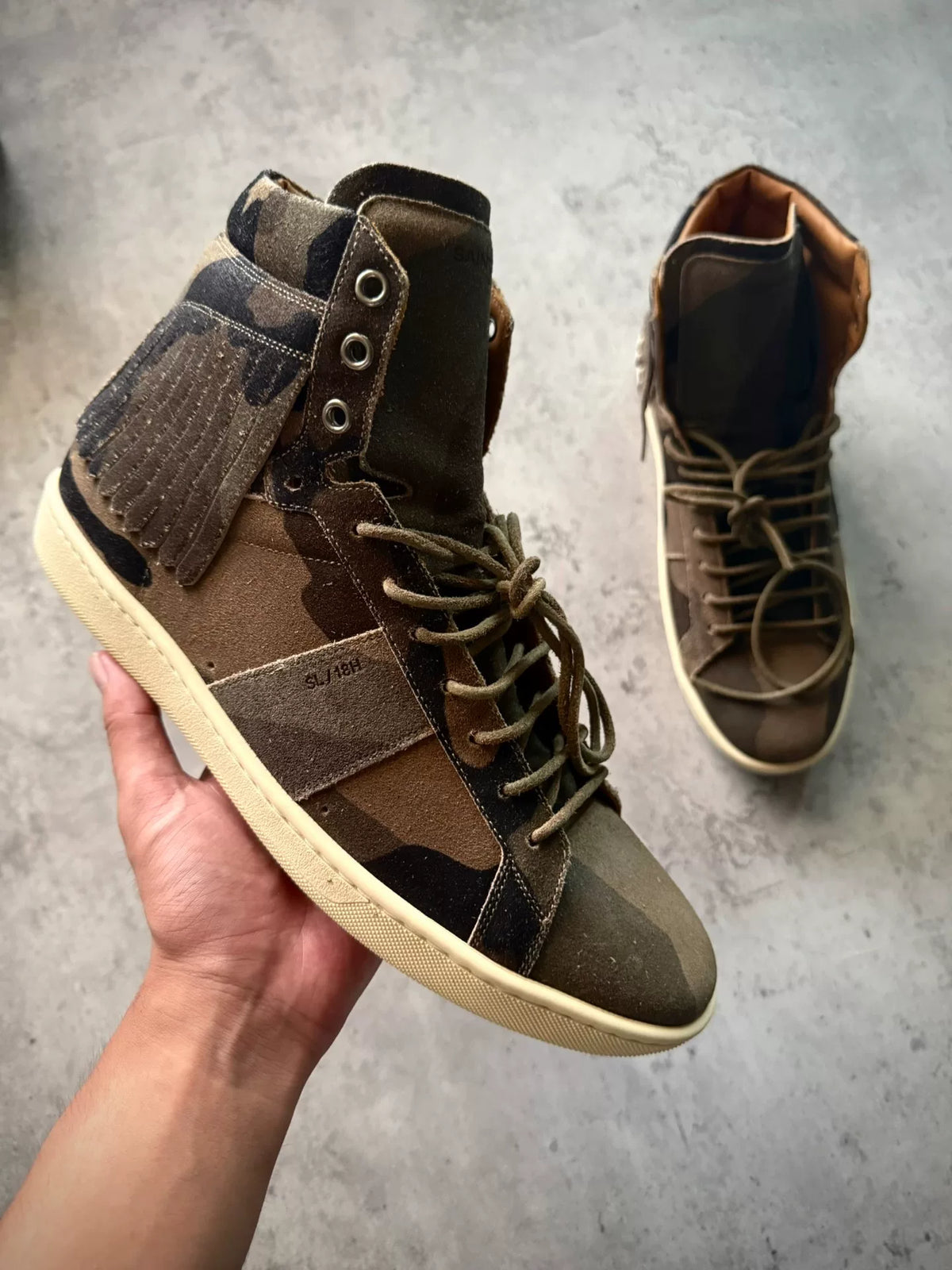 Saint Laurent Paris 15SS SL/18H Camouflage High-Top Sneakers by Hedi Slimane