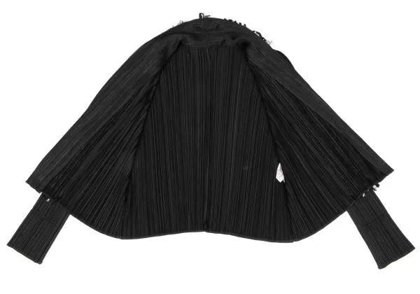Issey Miyake Vintage Black Raw-Edge Pleated Top