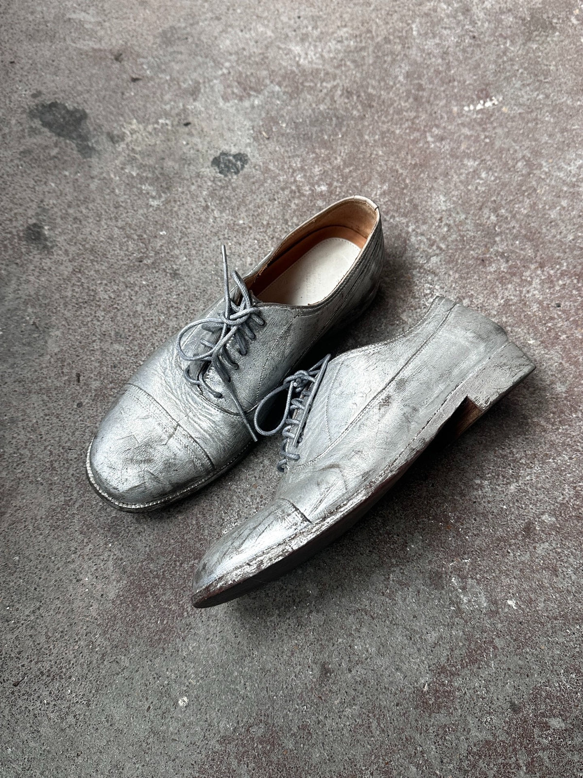 Maison Martin Margiela Painted Silver Derby Shoes