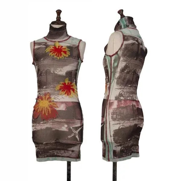 Jean Paul Gaultier Vintage Grey Floral Mesh Top