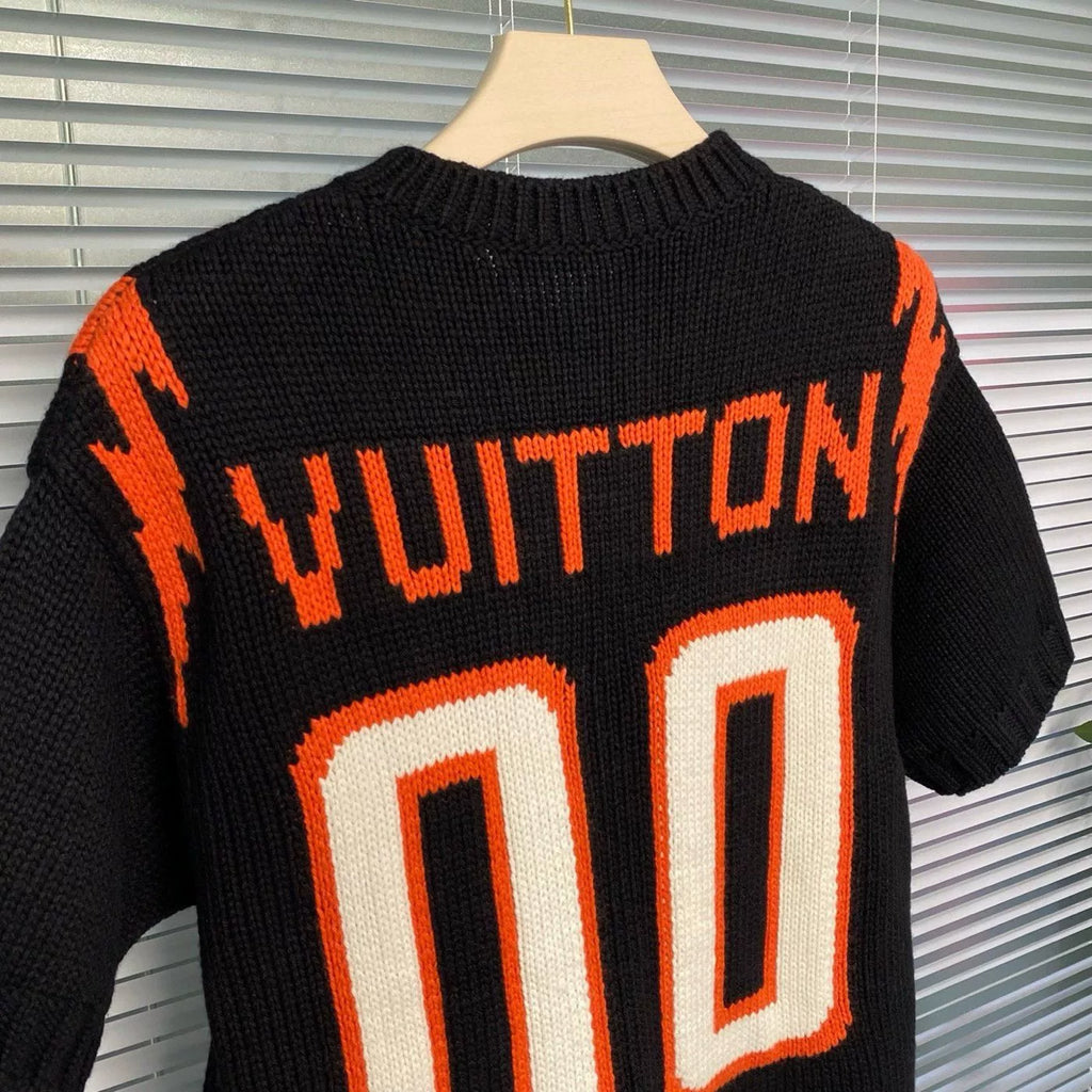 Louis Vuitton Short Sleeve Orange Logo Wool Knit Sweater