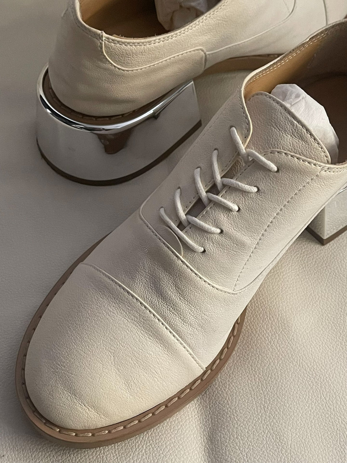 Maison Margiela Milky White Mirror Sole Lambskin Shoes