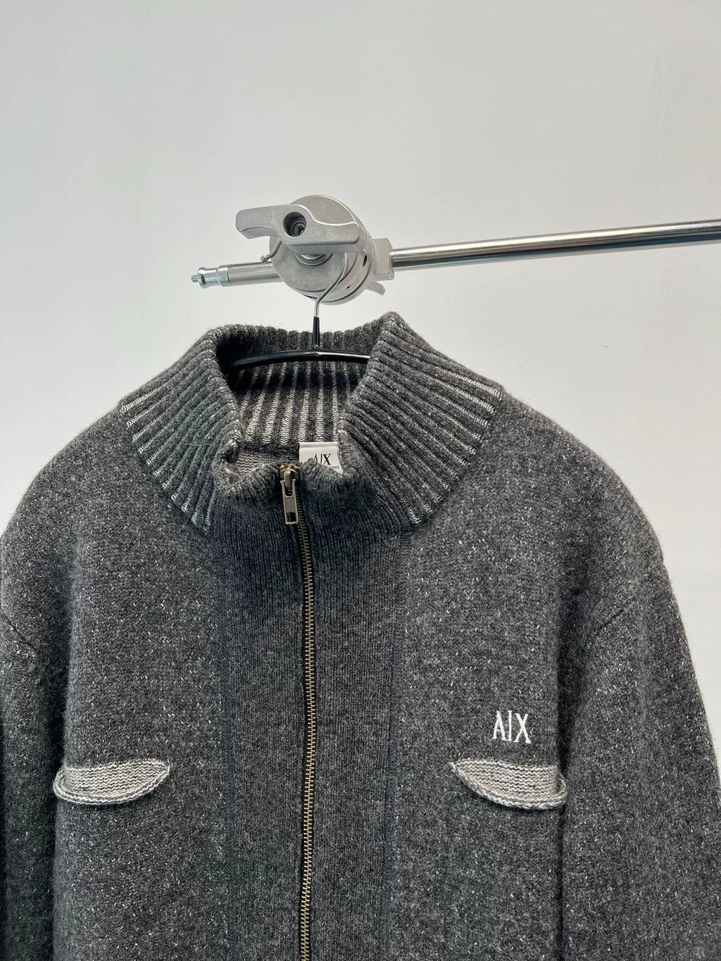 Armani Exchange Pocket Embroidery Zip Knit Sweater