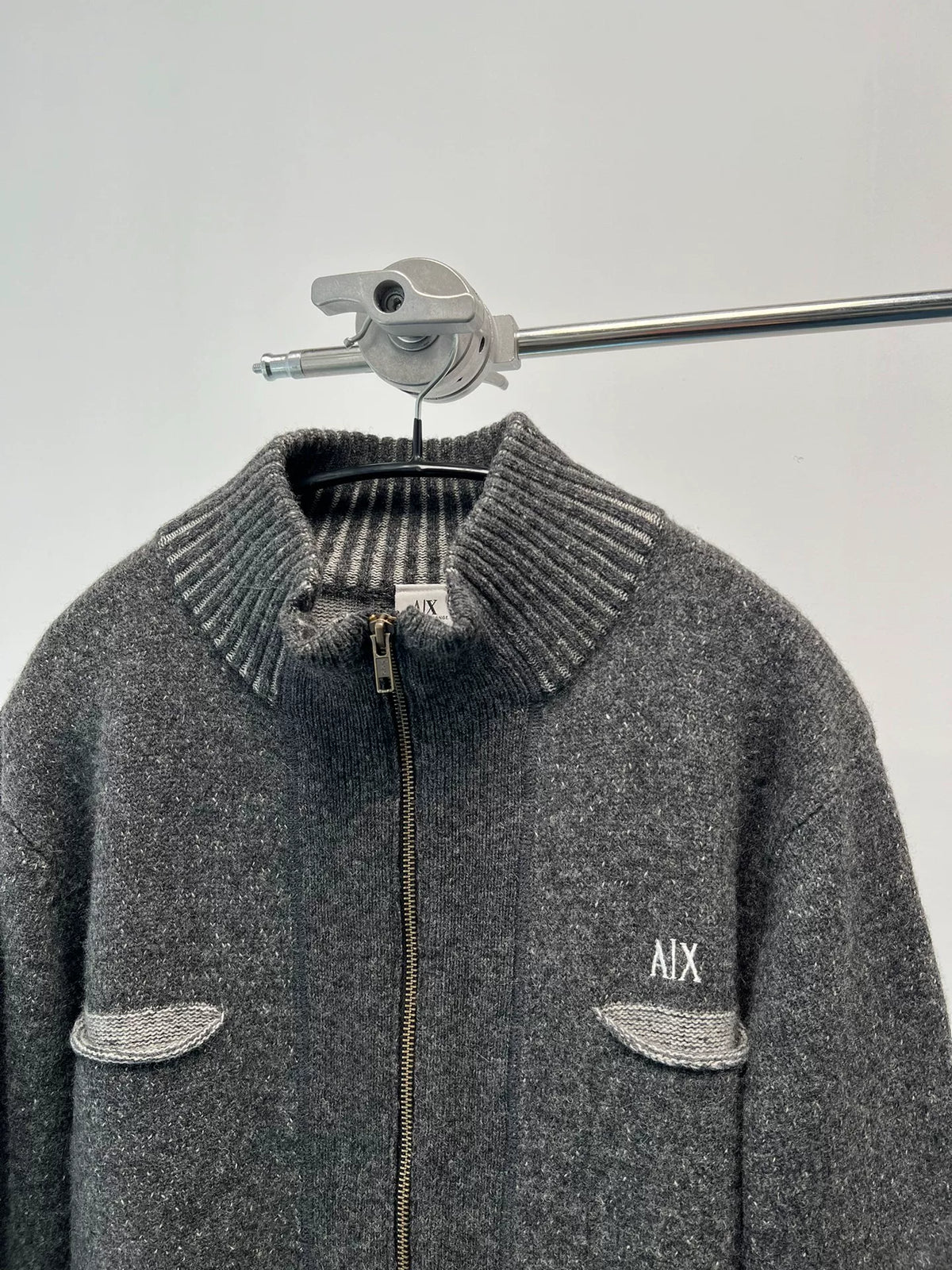 Armani Exchange Pocket Embroidery Zip Knit Sweater