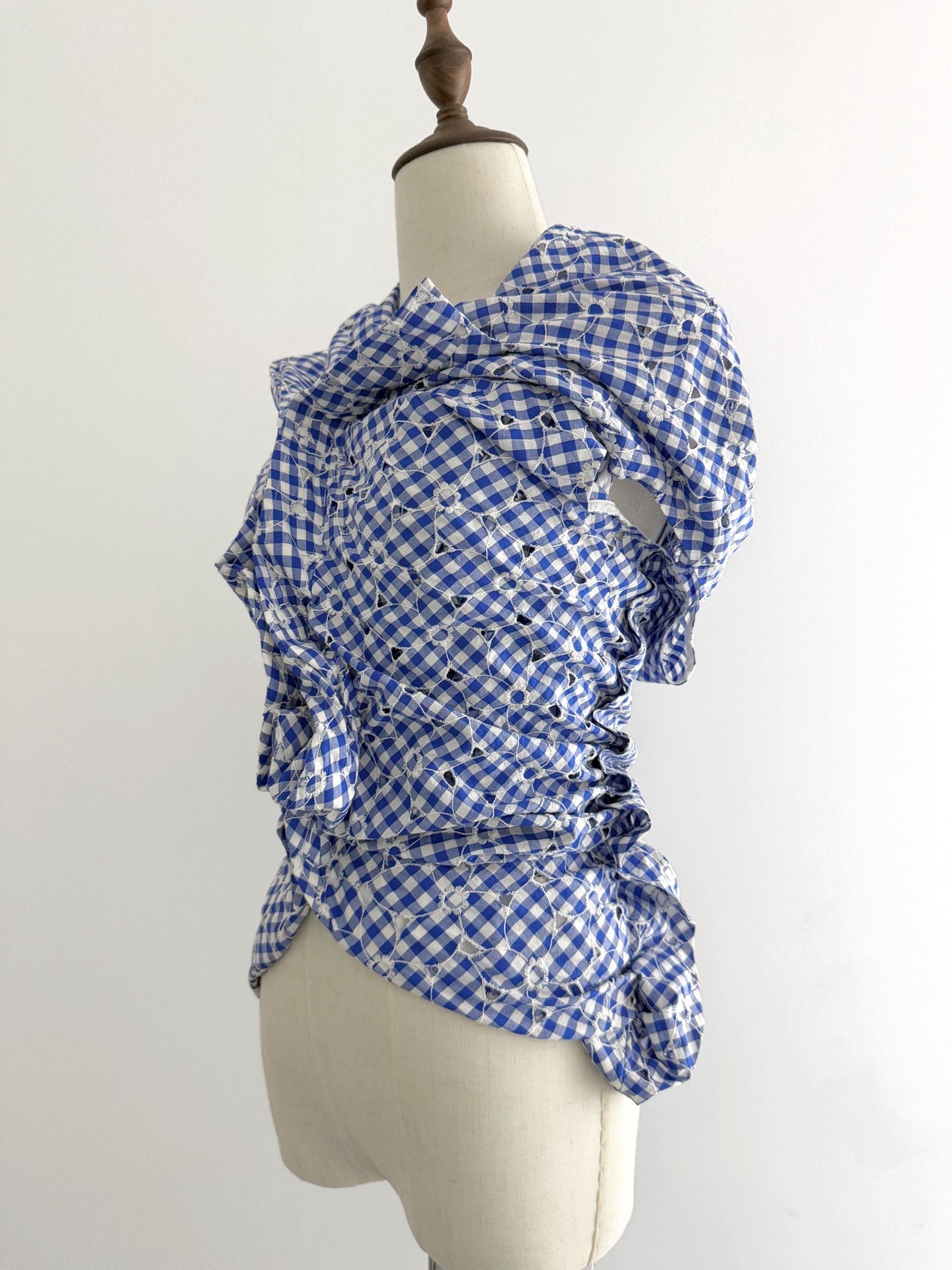 Junya Watanabe Plaid Embroidered Distorted Top - Devines