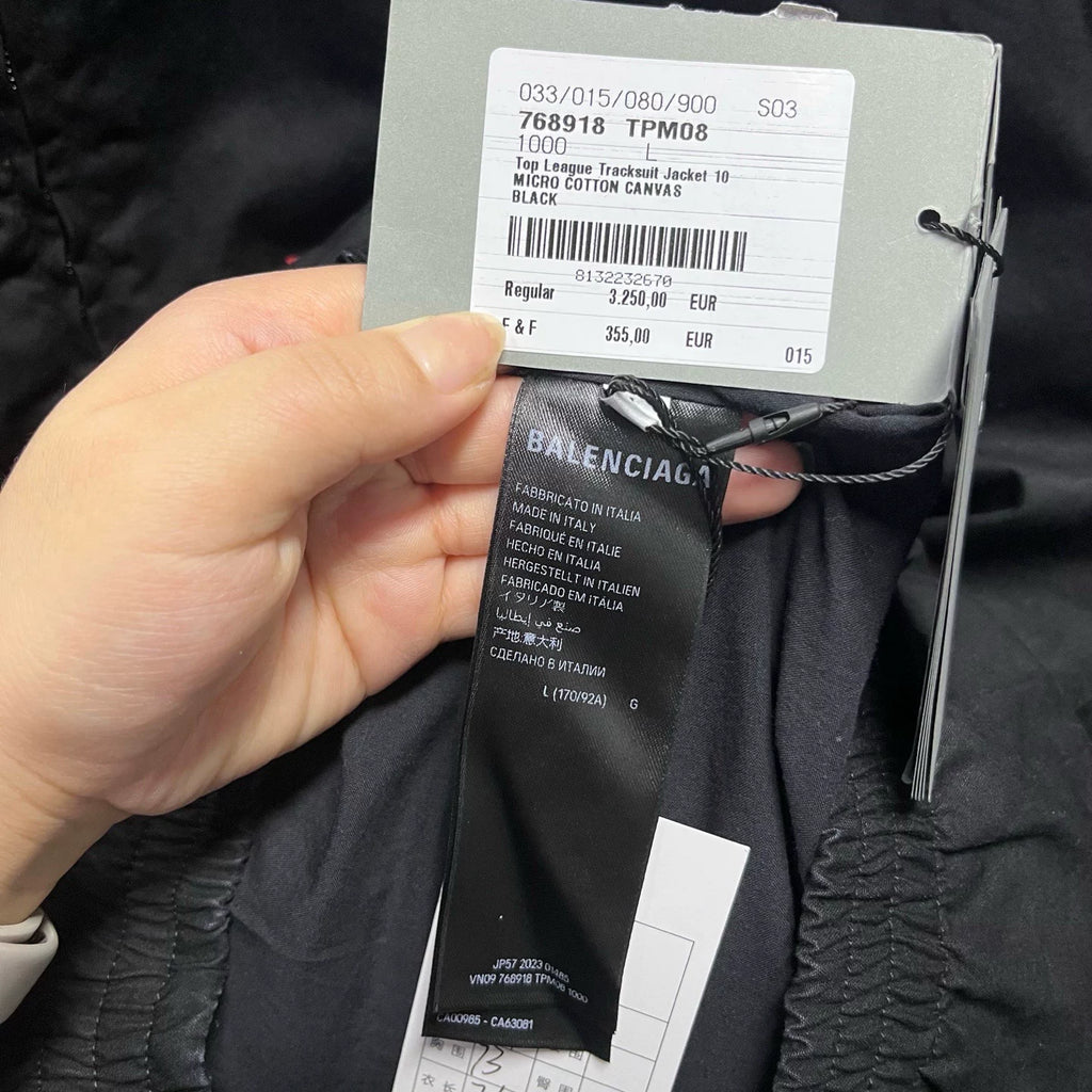 Balenciaga Black Letter Logo Print Stand-Collar Jacket