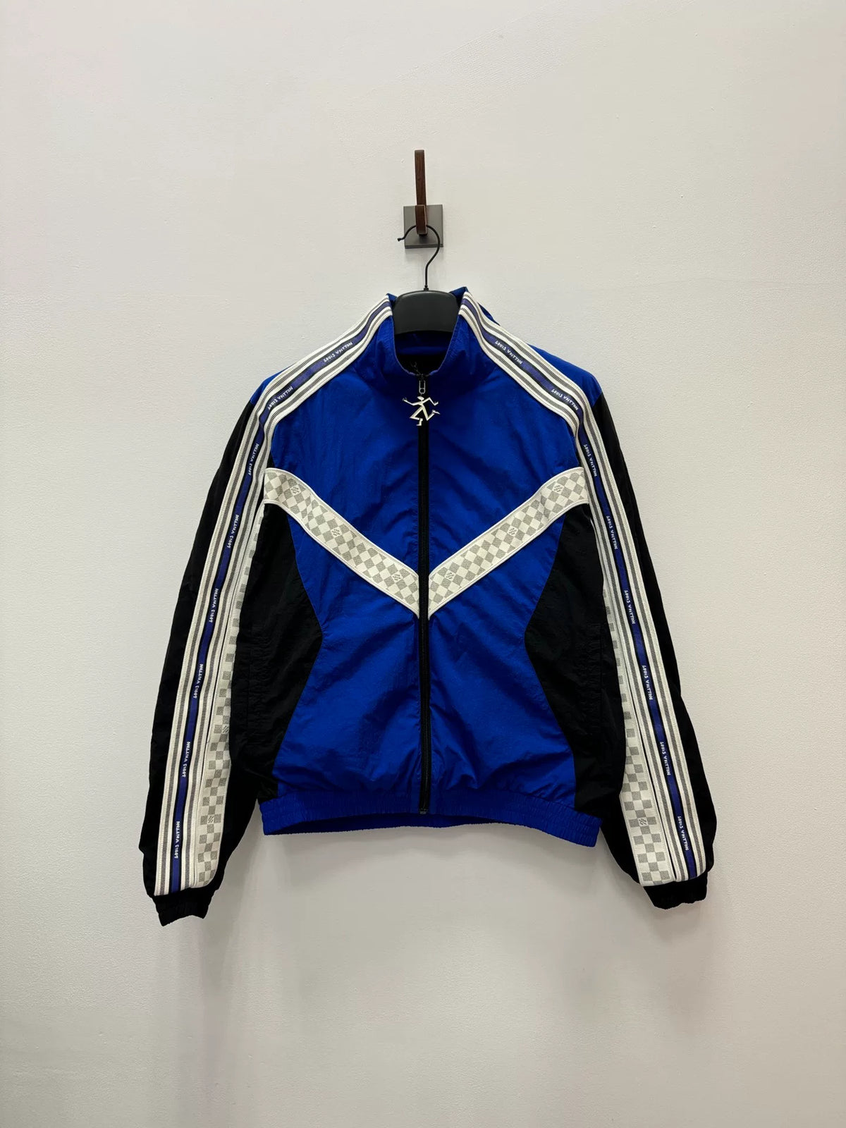 Louis Vuitton SS22 Blue Plaid Striped Turtleneck Zip-Up Jacket