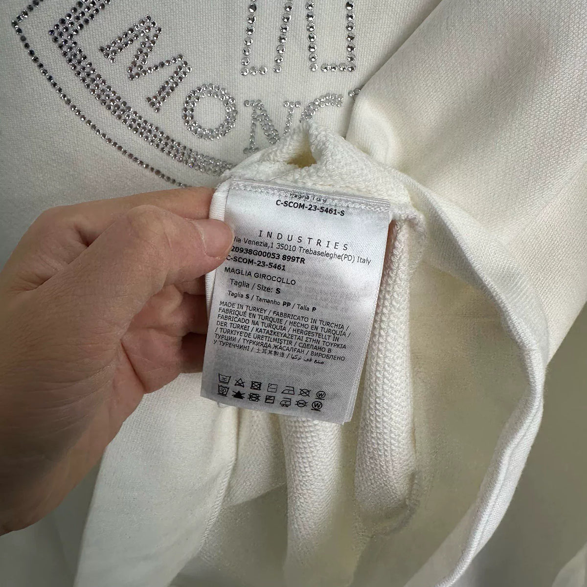 Moncler Crystal Logo Oversized Crew Neck Sweatshirt