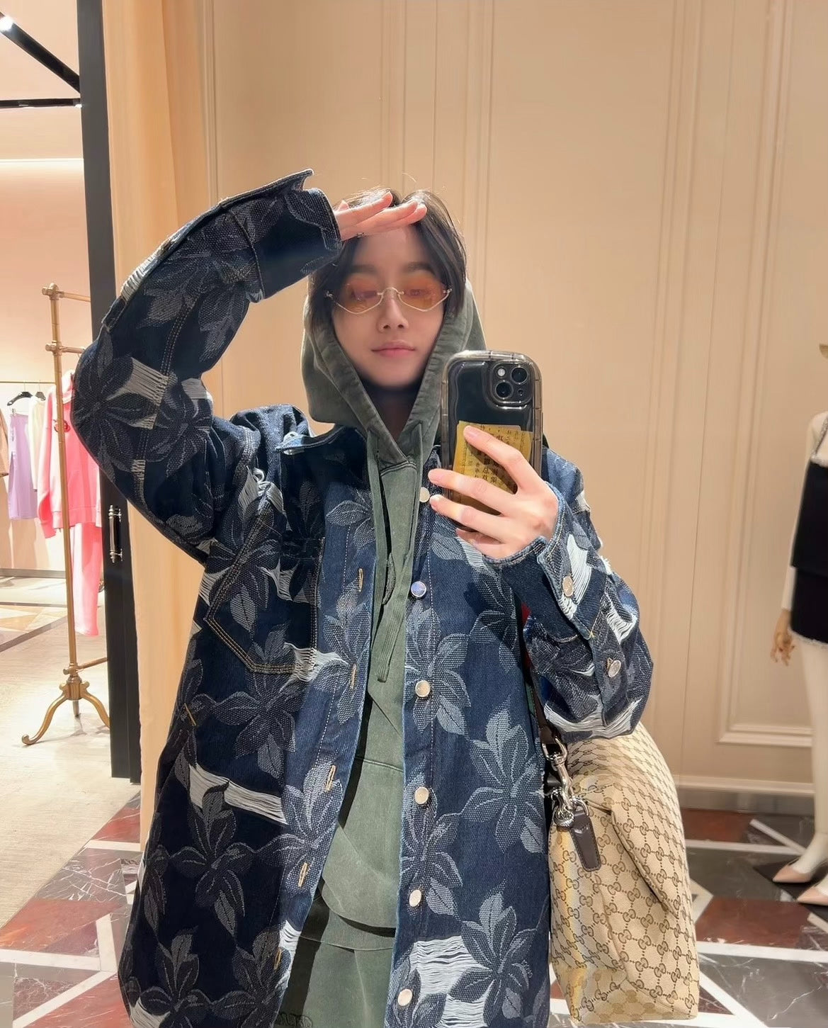 Gucci Floral Embroidered Denim Shirt