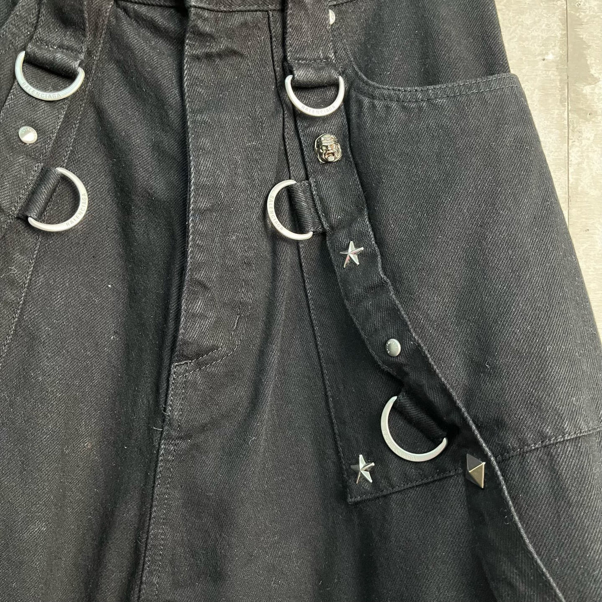 Balenciaga Black Punk-Style Utility Skirt