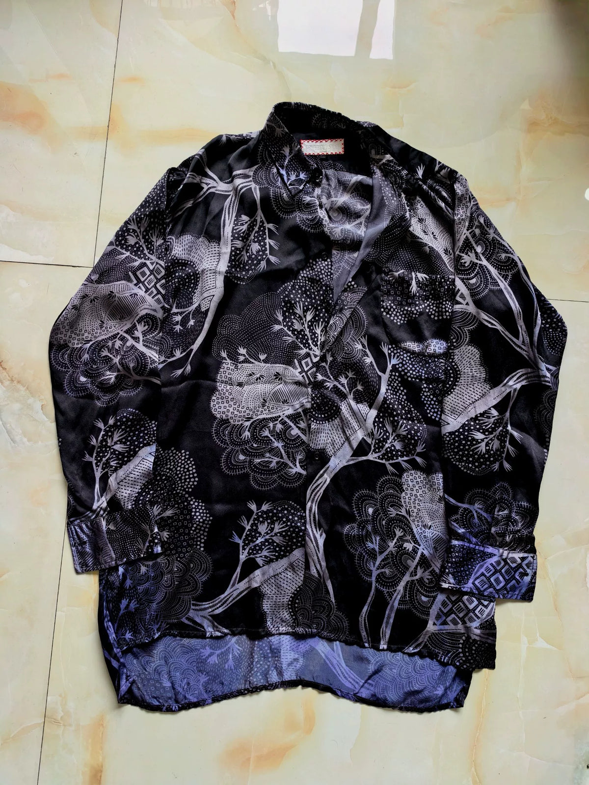 geoffrey b small Silver Banyan Special Purple Dye Silk Shirt