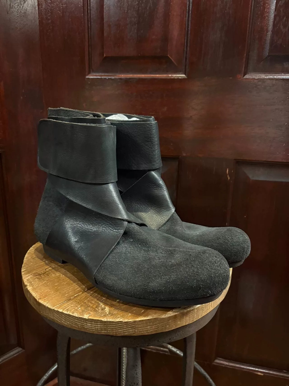 The Viridi-anne Black Suede Wrap Boots