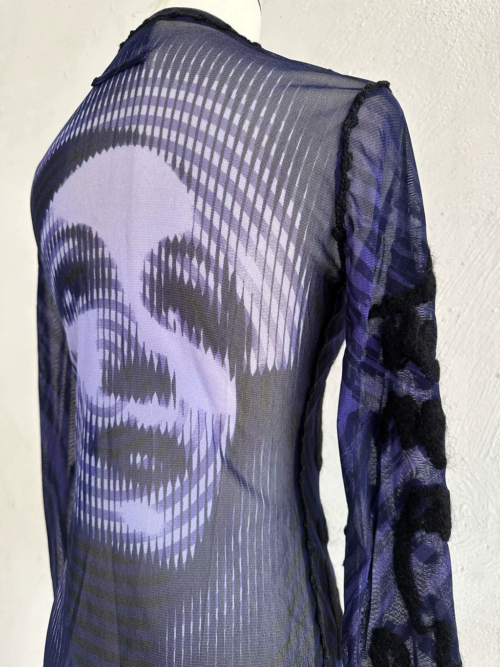 Jean Paul Gaultier vintage letter and figure stretch mesh top