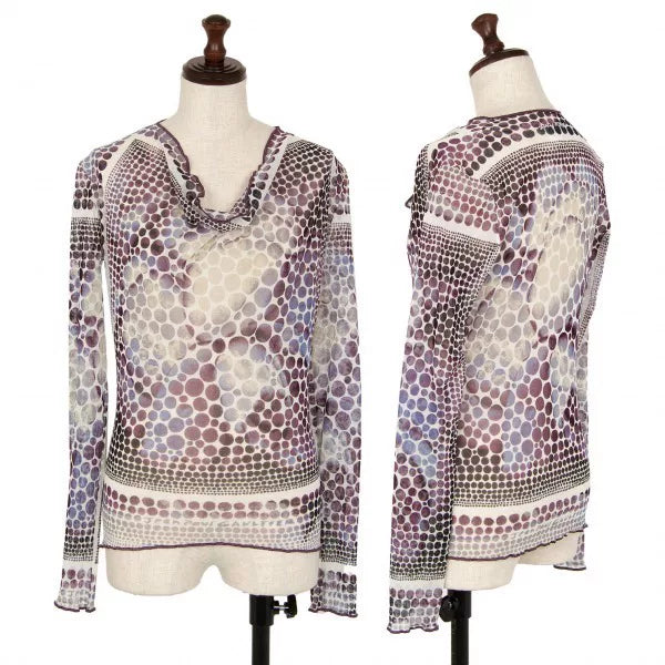 Jean Paul Gaultier Vintage Purple Polka Dot Mesh Top