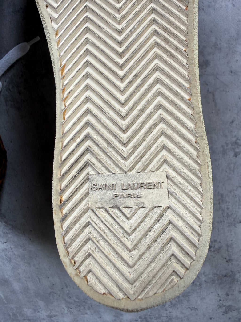 Saint Laurent 13FW SL/06M Yellow Suede Leopard Print High-Top Sneakers by Hedi Slimane
