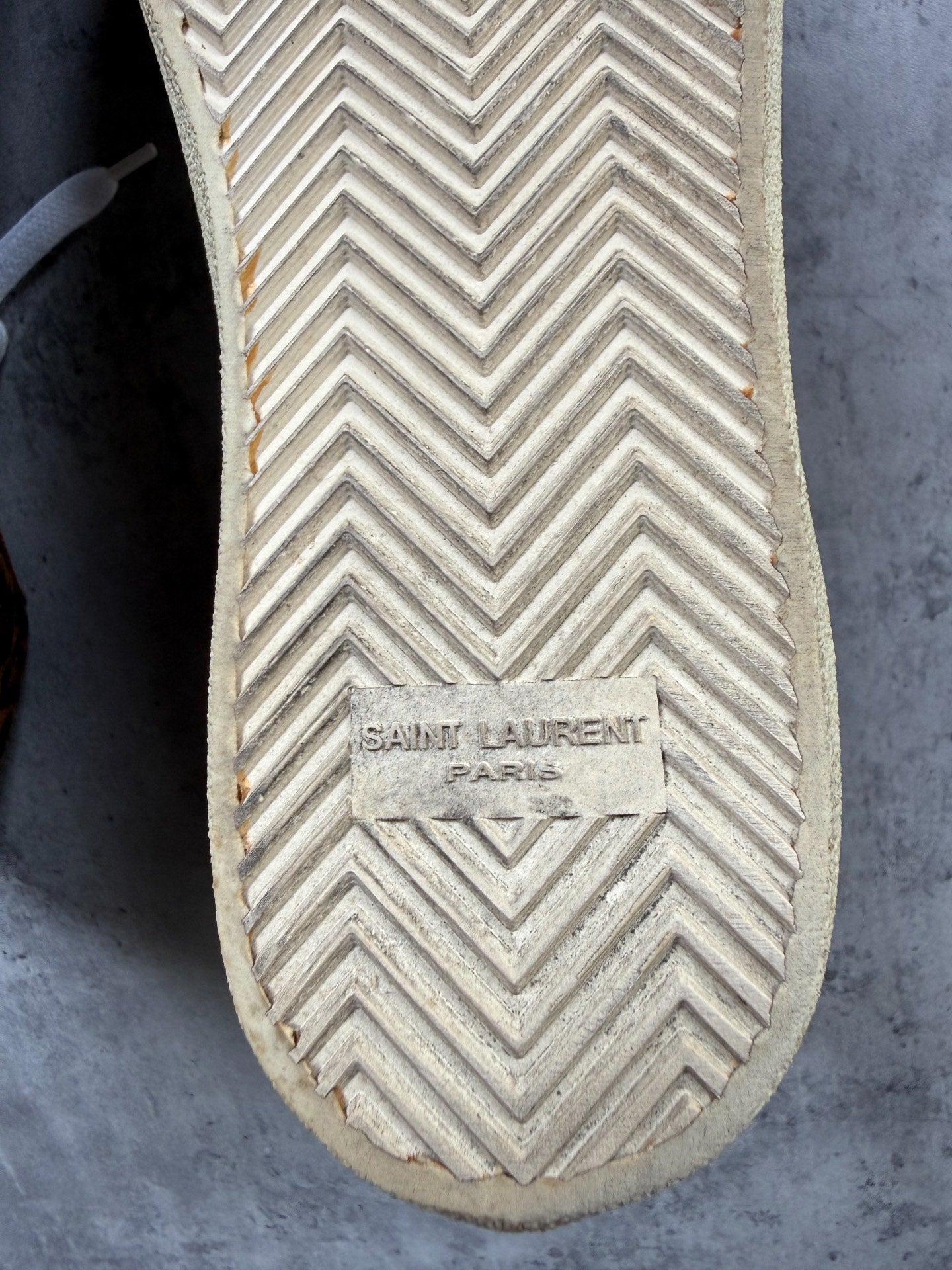 Saint Laurent 13FW SL/06M Yellow Suede Leopard Print High-Top Sneakers by Hedi Slimane