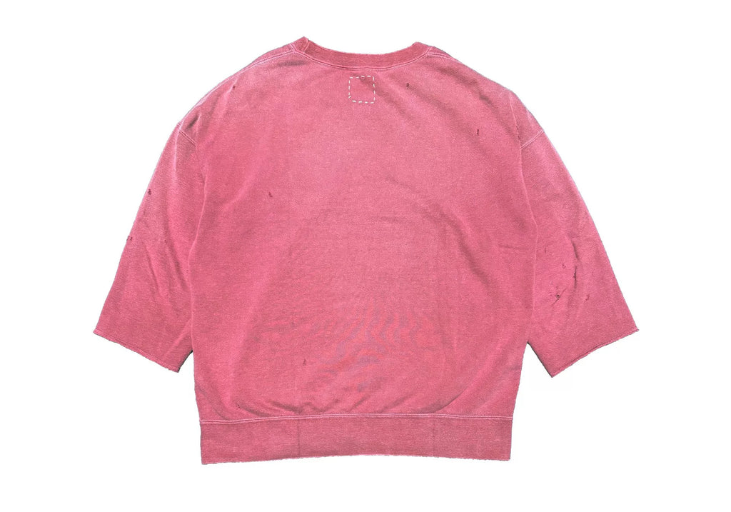 Visvim 21AW Jumbo Sweat 3/4 Sleeve Crash Red Cotton Sweatshirt