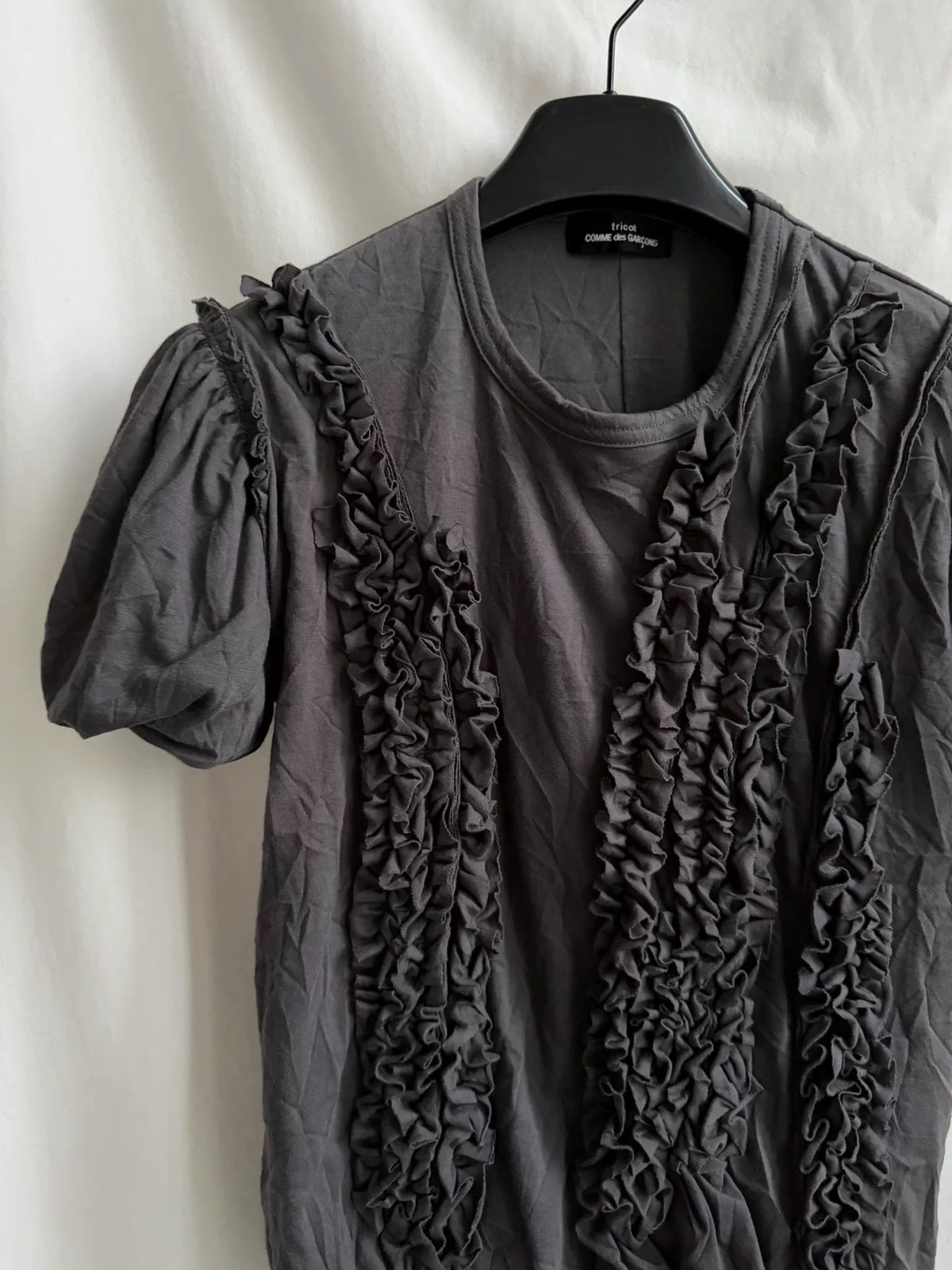 Comme Des Garçons Pleated Flower Short Sleeve Cotton Polyester Top