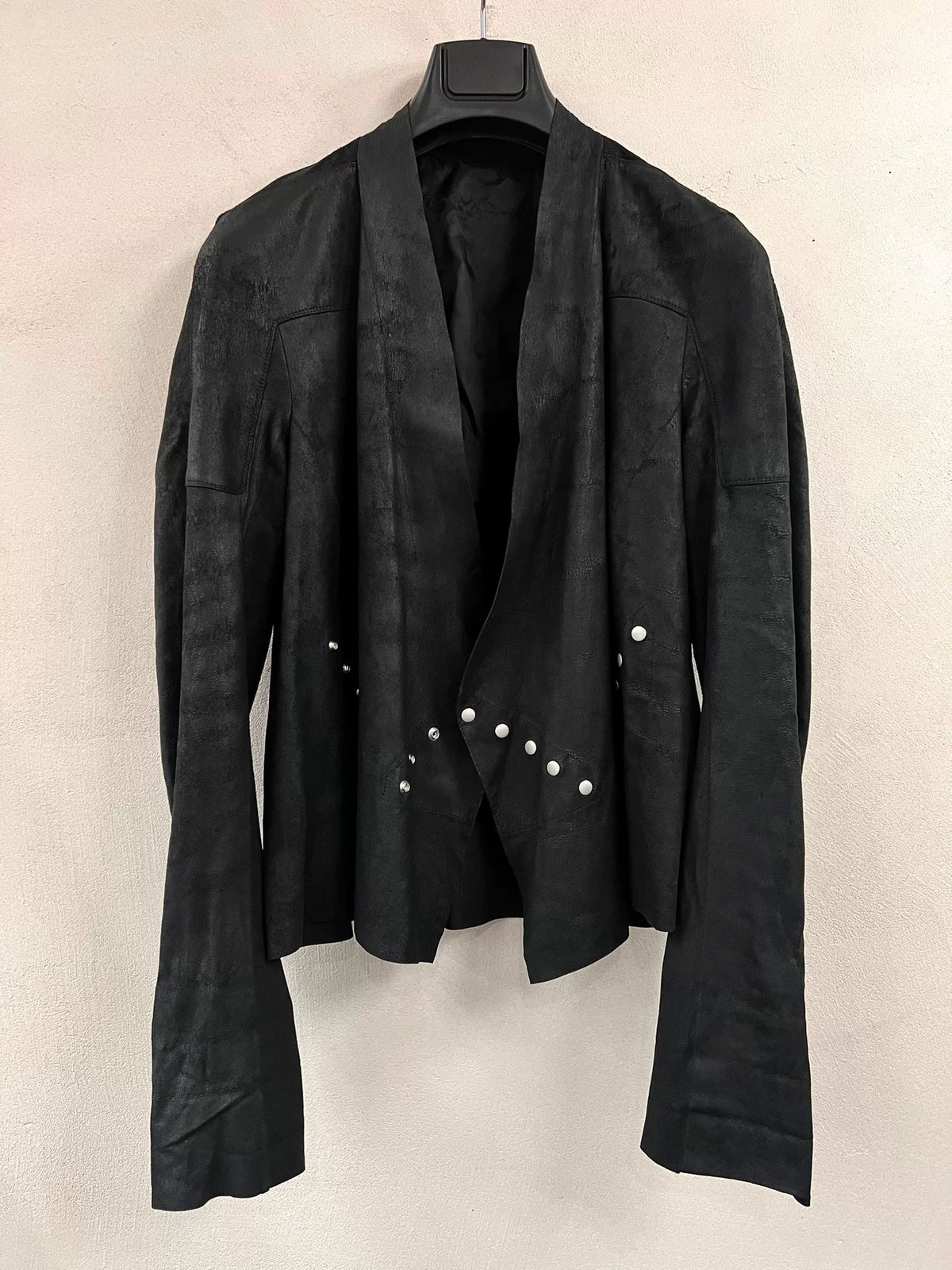 Rick Owens Burnt-Effect Sheepskin Daoist Robe Coat Snap-Button Jacket