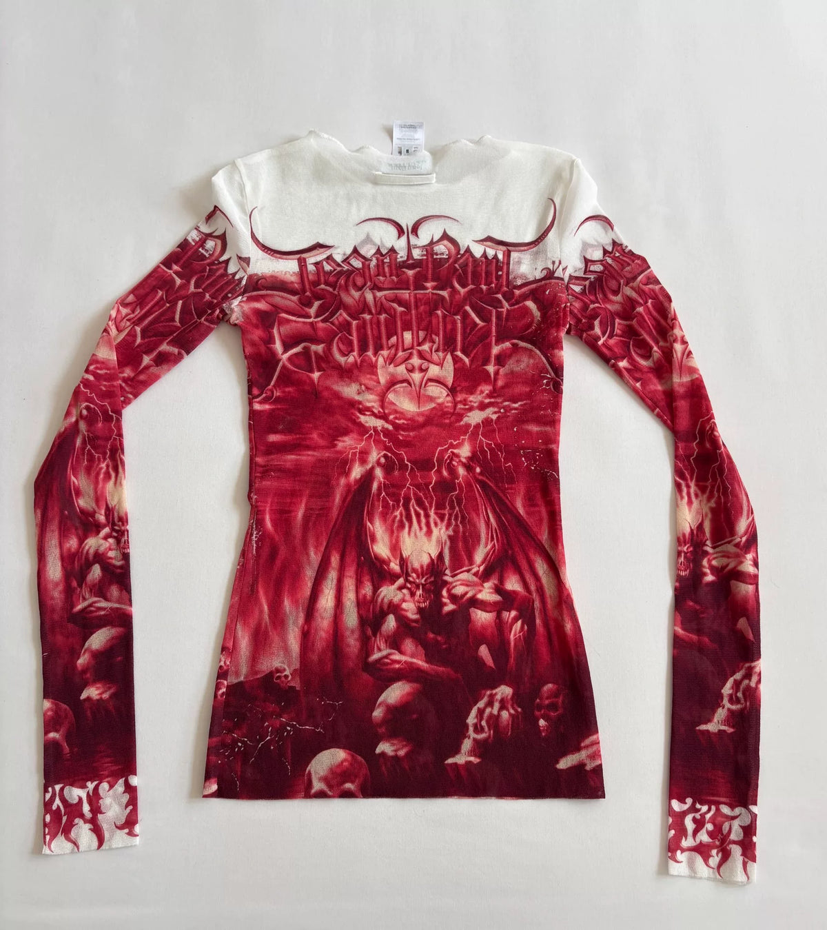 Jean Paul Gaultier Devil Skull Print Mesh Dress
