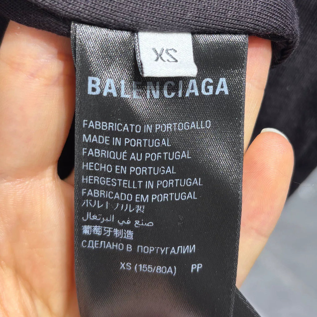 Balenciaga Navy Blue Double B Spray Paint Print Combed Cotton Jacket