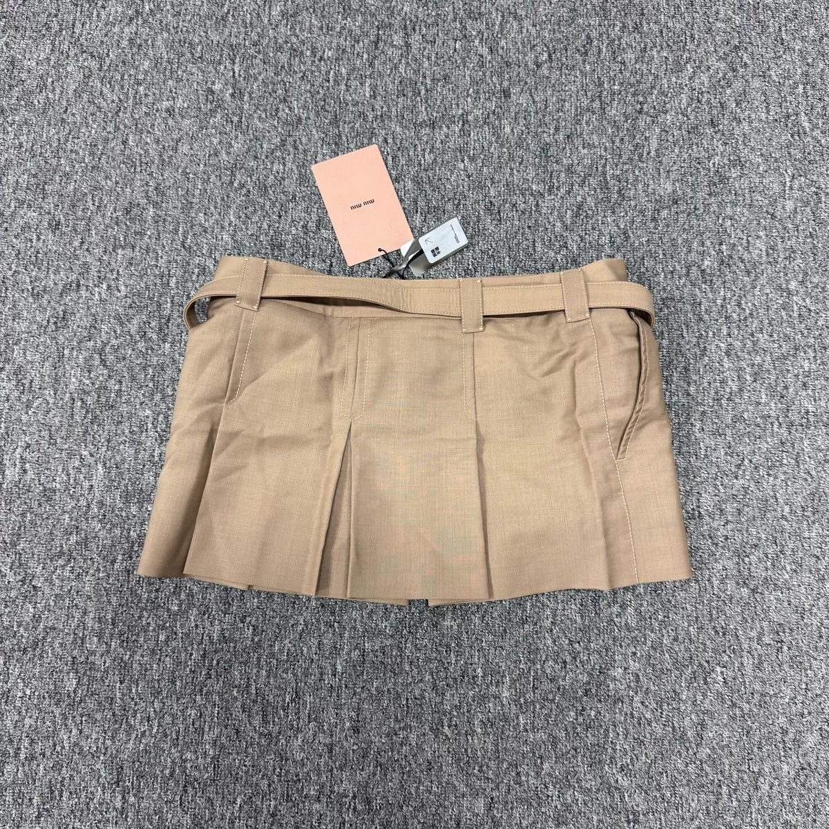 Miu Miu Metallic Belt Khaki Skirt