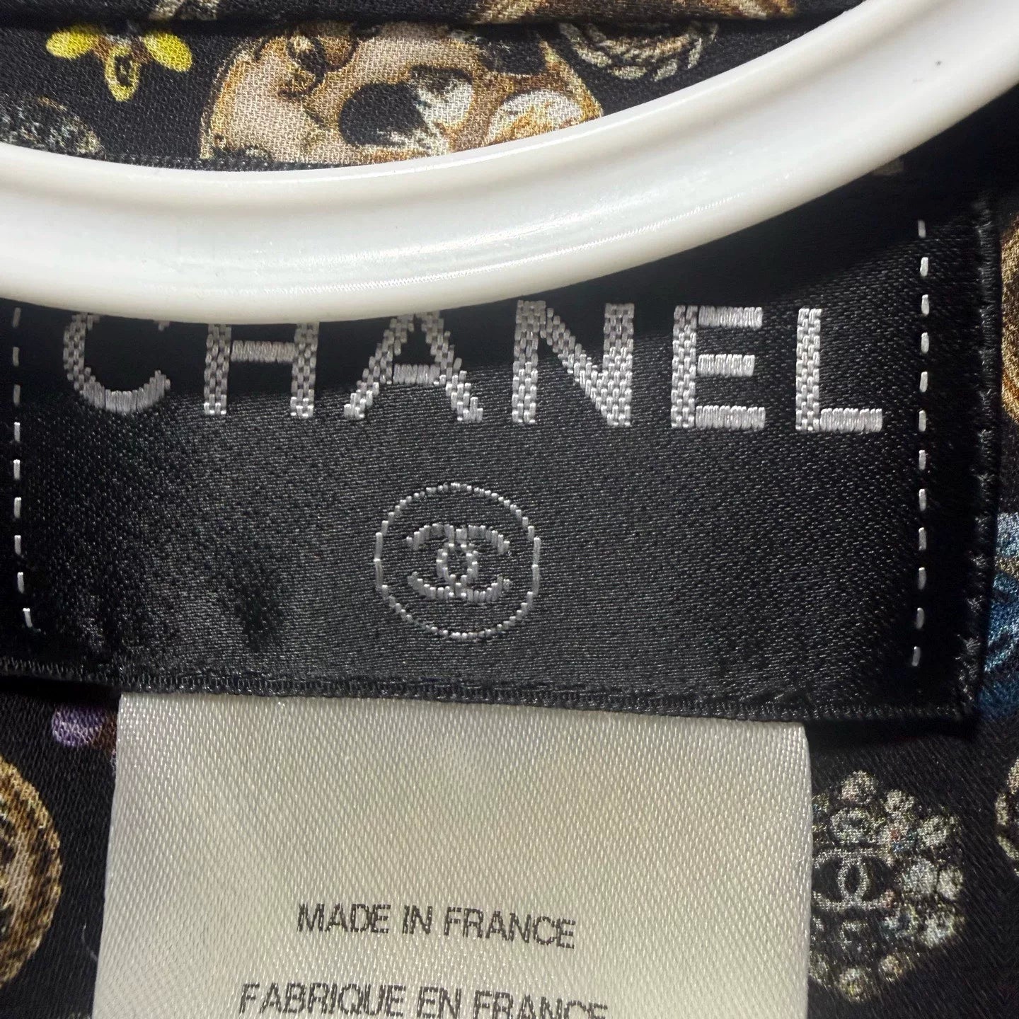 Chanel Velvet Color-Block All-Over Print Dress