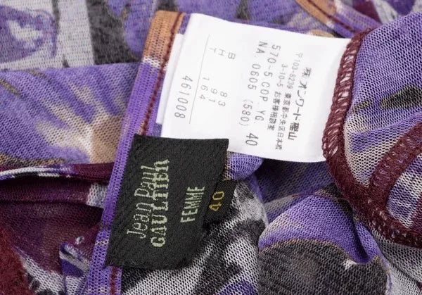 Jean Paul Gaultier Vintage Purple Floral Mesh Dress