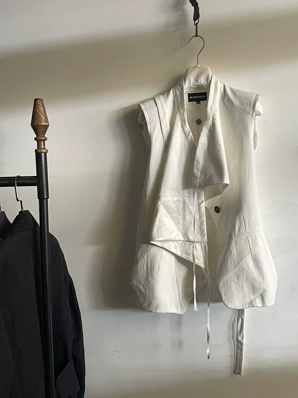 Ann Demeulemeester Deconstructed Shoulder Strap Cotton Wool Vest