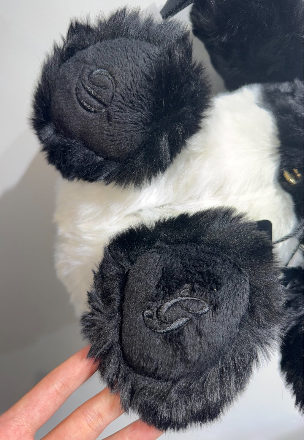 Dolce Gabbana Black Fur Plush Toy Panda Bear Backpack