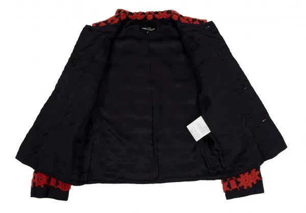 COMME des GARCONS Vintage Red Floral Mandarin Collar Top