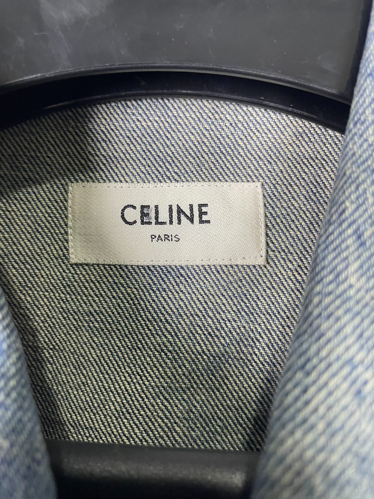 Celine FW22 Blue Washed Boy Doll Rhinestone Embroidery Denim Jacket