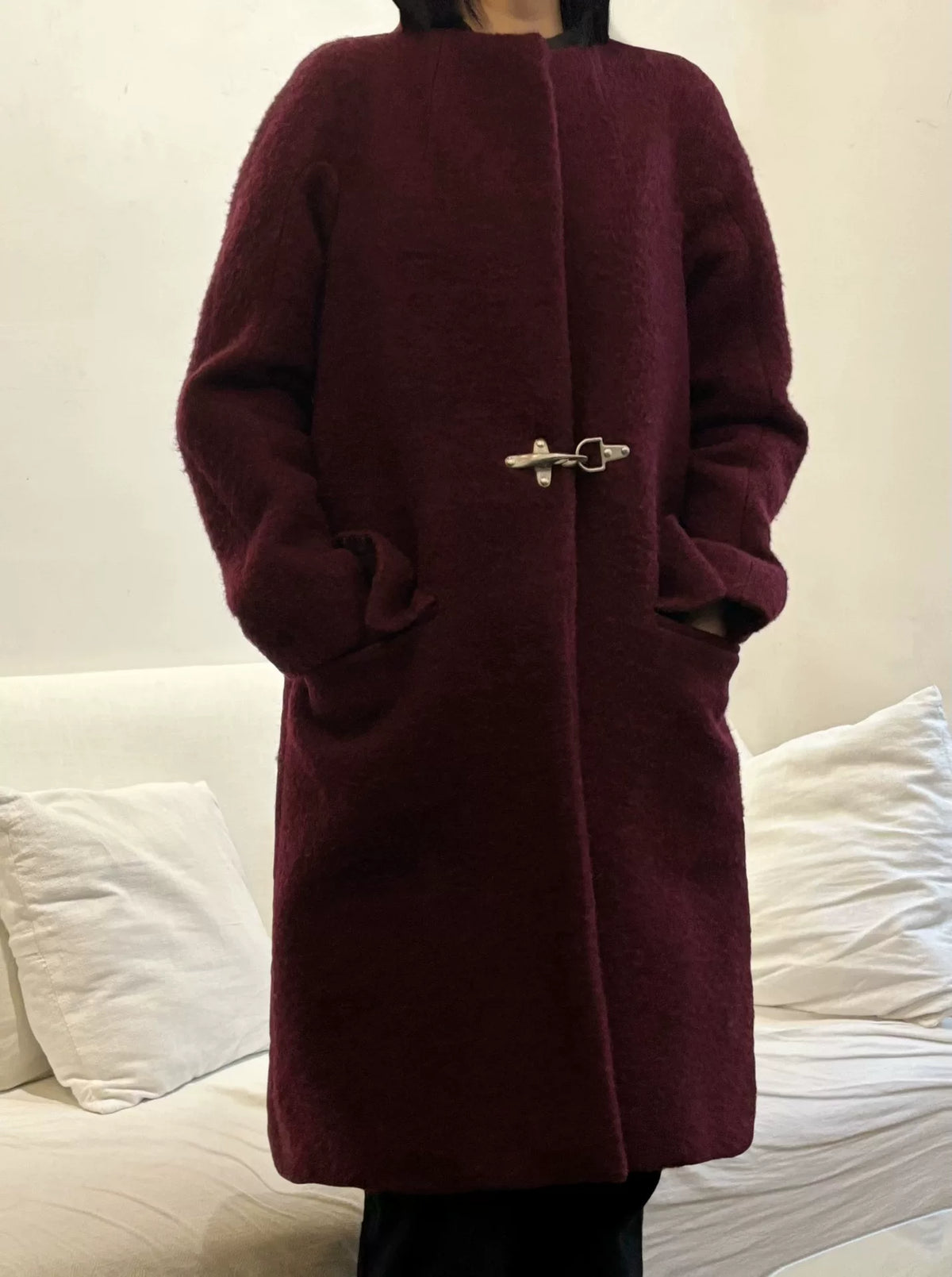 Dries Van Noten | AW2014 Bordeaux Red Airplane Buckle Coat
