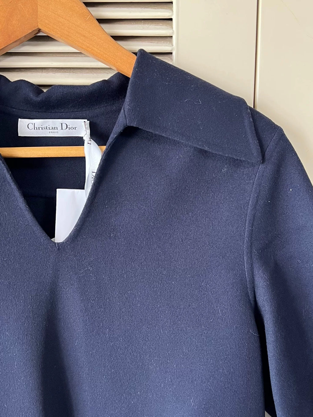 Dior Lapel Drawstring Navy Wool Top
