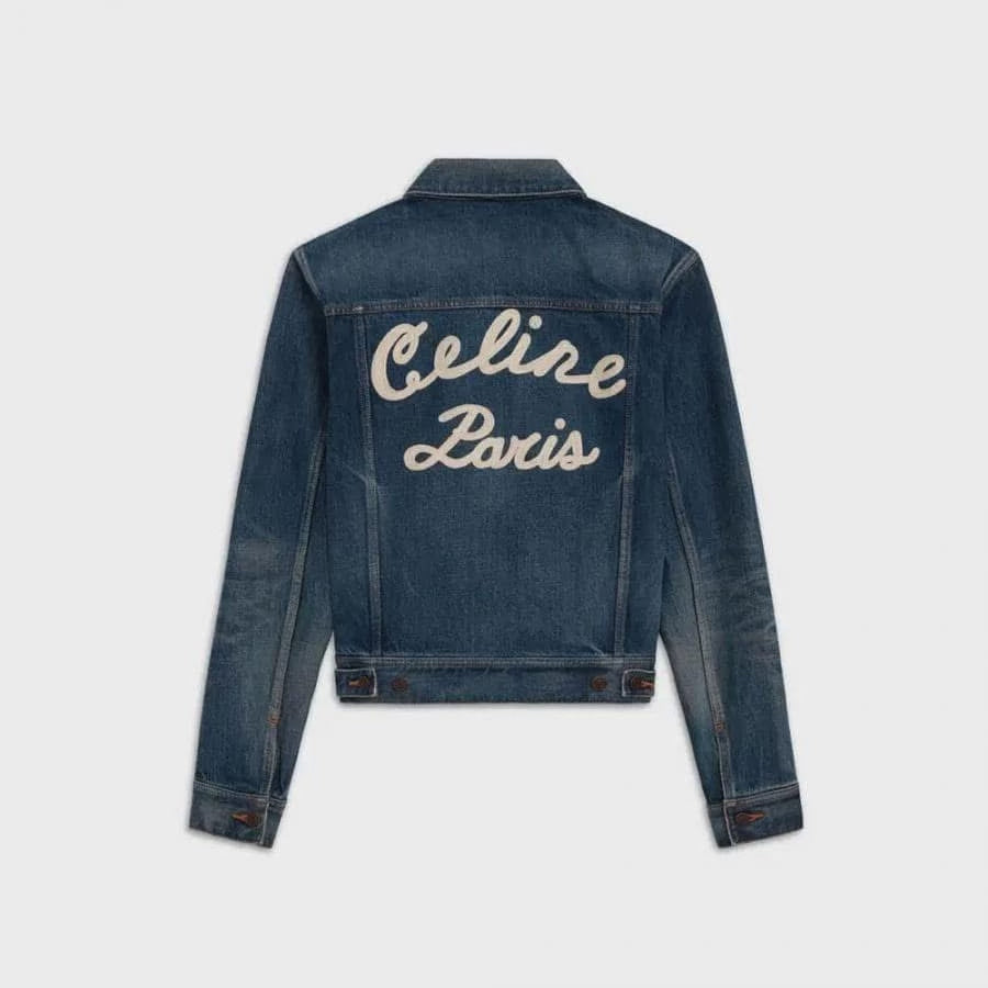 Celine 20FW Dark Union Slogan Denim Jacket