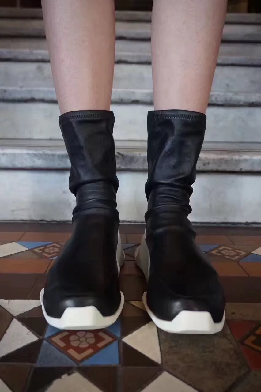 Rick Owens x Adidas SS17 Black White Strech Sock Boots