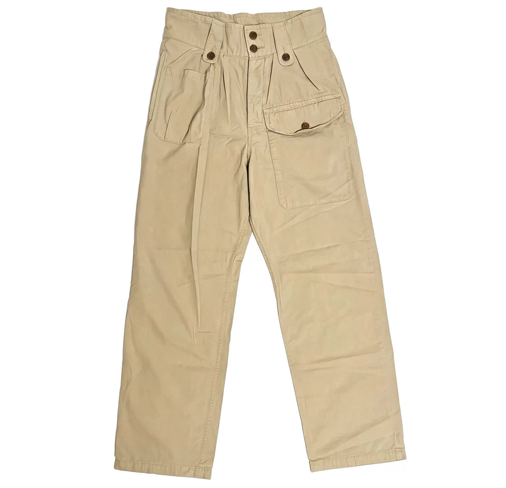 Visvim 21SS Coronel P37 Cotton Beige Drawstring Distressed Pants